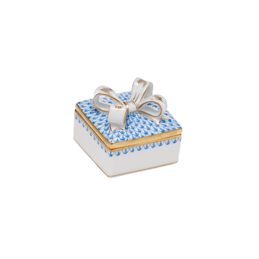 Herend Box with Bow | 2in Blue