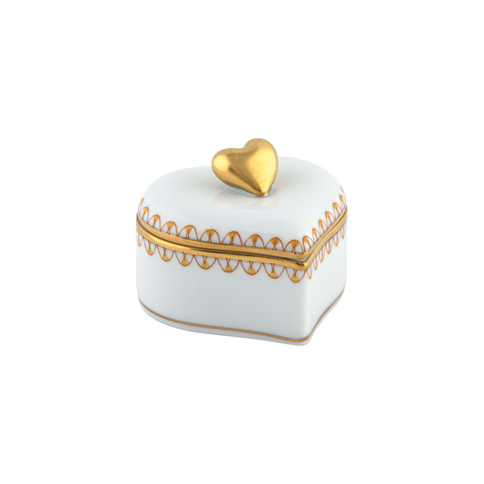 Herend Double Heart Box | 2.25in Butterscotch
