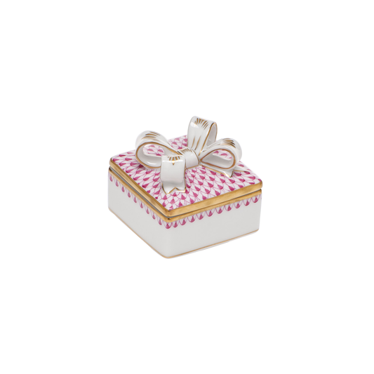 Herend Box with Bow | 2in Raspberry