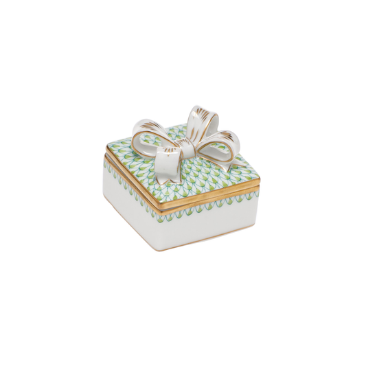 Herend Box with Bow | 2in Key Lime