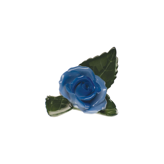 Herend Rose on Leaf | 3in Blue