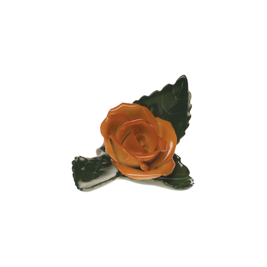 Herend Rose on Leaf | 3in Rust