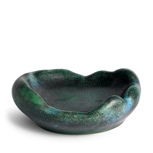 L'Objet Cenote Green Large Porcelain Coupe Bowl | 17x13.75x5.75in