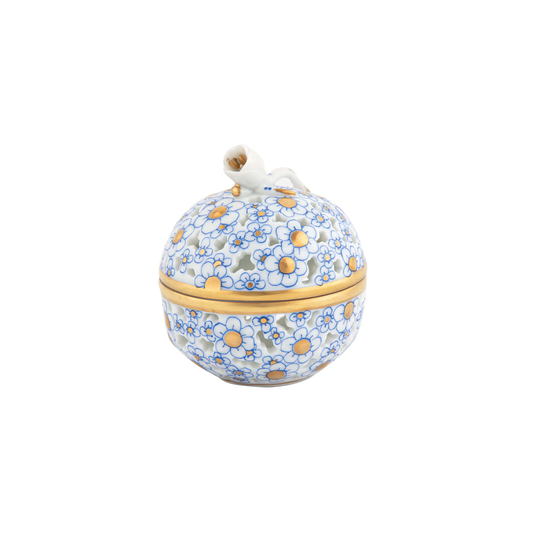 Herend Openwork Ball with Bud | 2.5in Blue