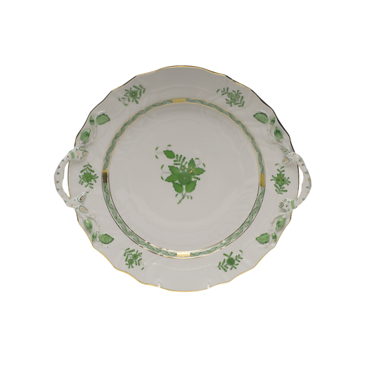Herend Chinese Bouquet Green Chop Plate with Handles | 12in