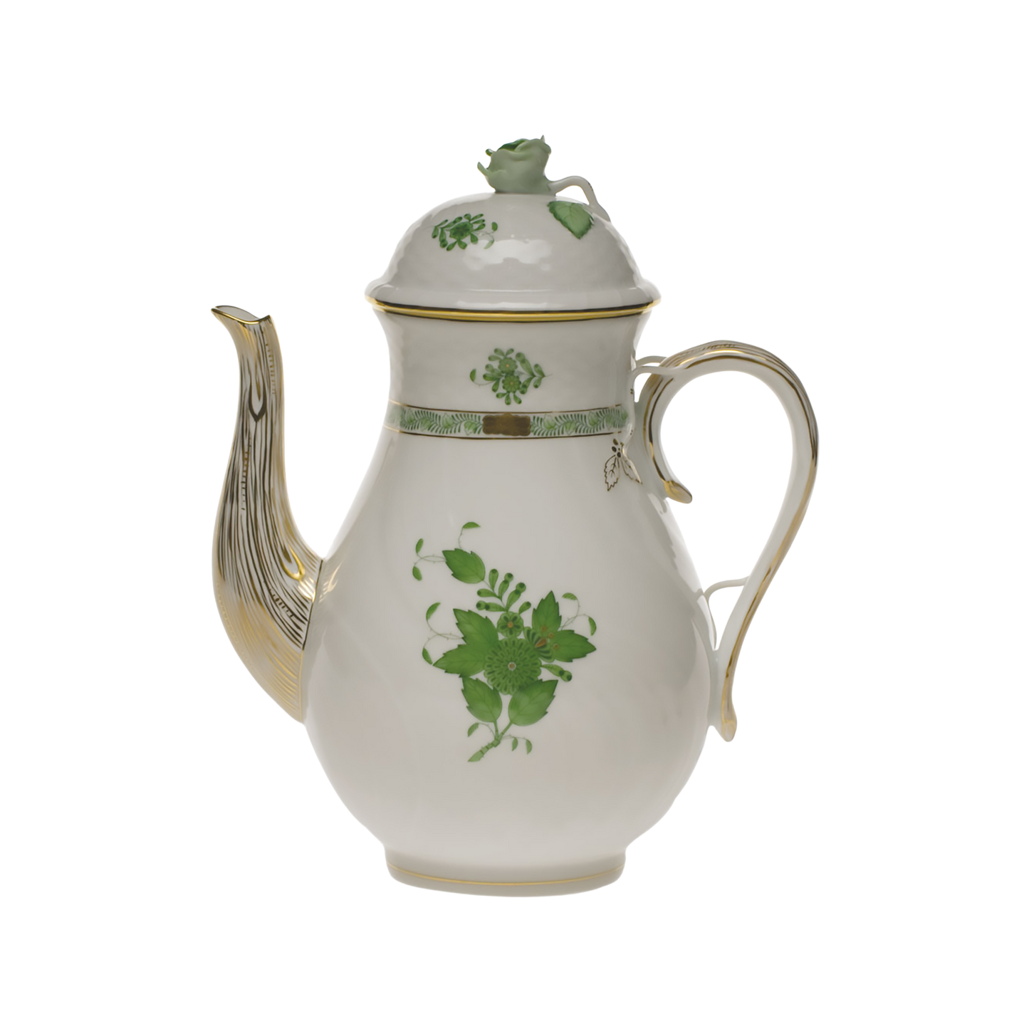 Herend Chinese Bouquet Green Coffee Pot with Rose | 60oz