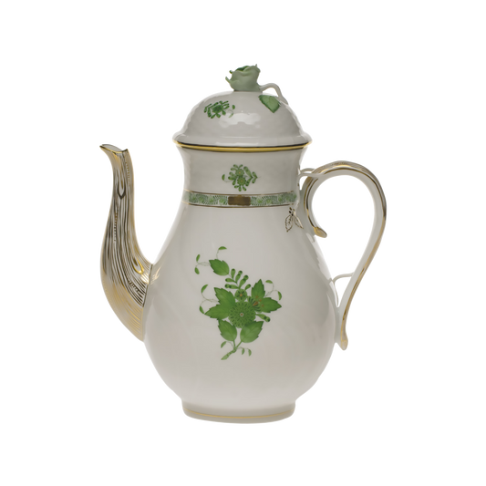 Herend Chinese Bouquet Green Coffee Pot with Rose | 60oz