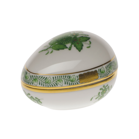Herend Chinese Bouquet Green Egg Bonbon Box | 3x3in