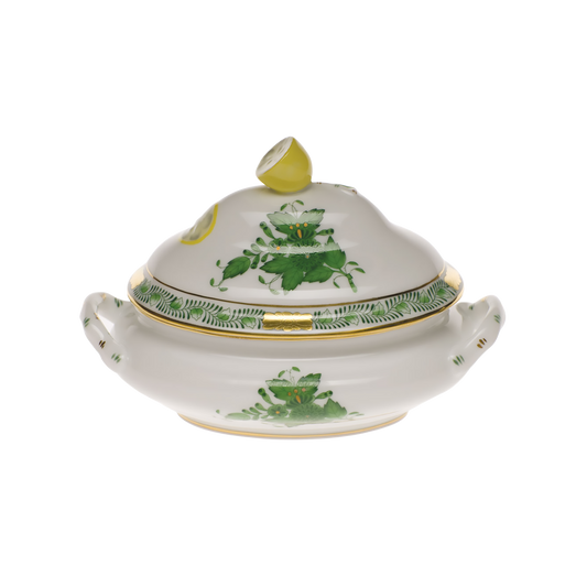 Herend Chinese Bouquet Green Mini Tureen with Lemon | 5x4in