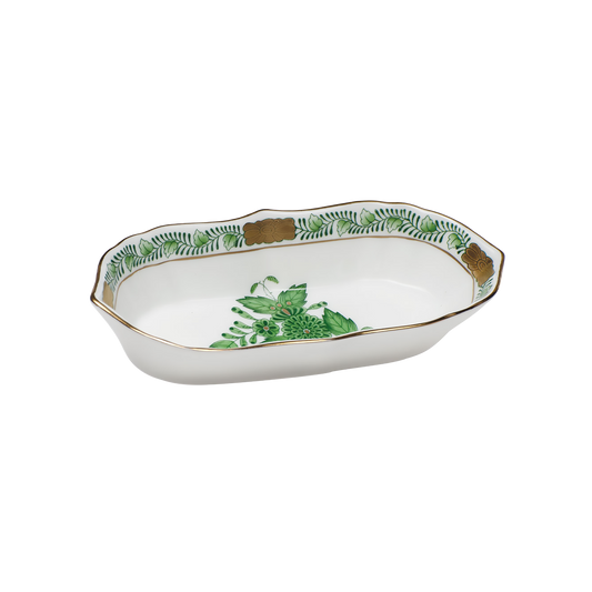 Herend Chinese Bouquet Green Narrow Pin Dish | 5x6.25in
