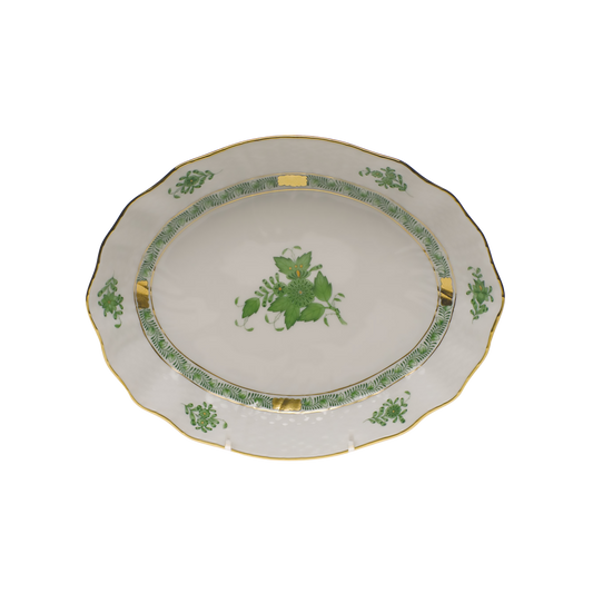 Herend Chinese Bouquet Green Oval Dish | 8.25x6.75in