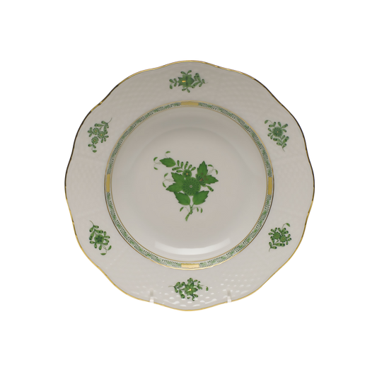 Herend Chinese Bouquet Green Rim Soup Plate | 8in