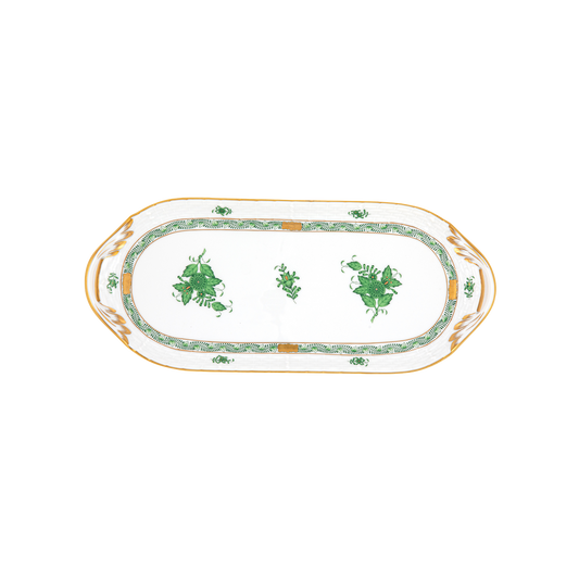 Herend Chinese Bouquet Green Sandwich Tray | 14.5x6in
