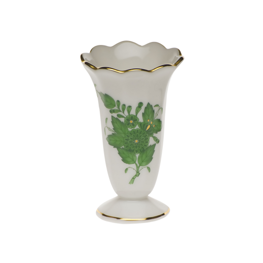 Herend Chinese Bouquet Green Scalloped Bud Vase | 2.5in