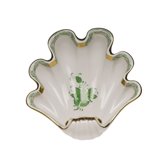 Herend Chinese Bouquet Green Shell Dish | 9x8.75in