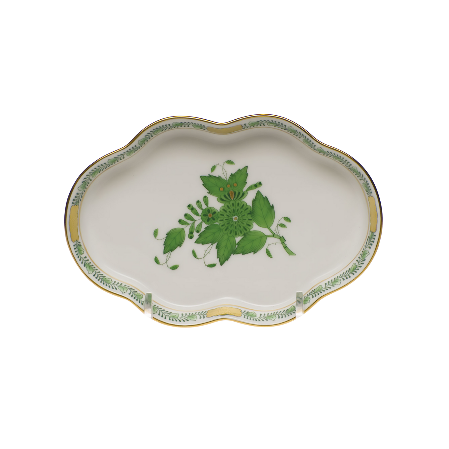 Herend Chinese Bouquet Green Small Scalloped Tray | 5.5in