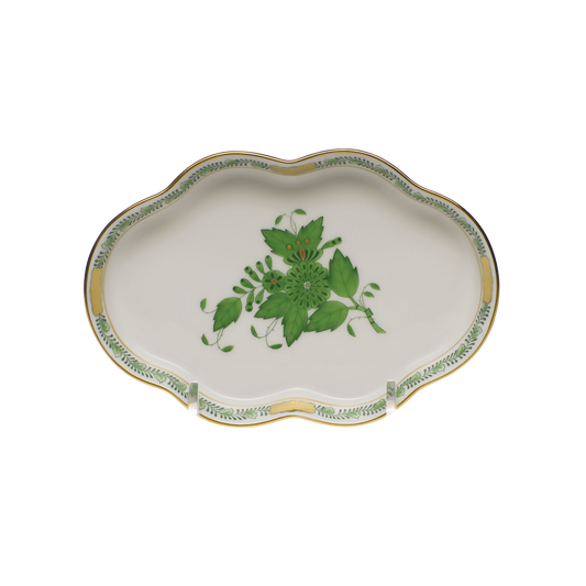 Herend Chinese Bouquet Green Small Scalloped Tray | 5.5in