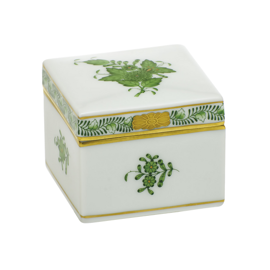 Herend Chinese Bouquet Green Square Box | 2.5x2.5in