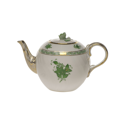 Herend Chinese Bouquet Green Tea Pot with Rose | 36oz