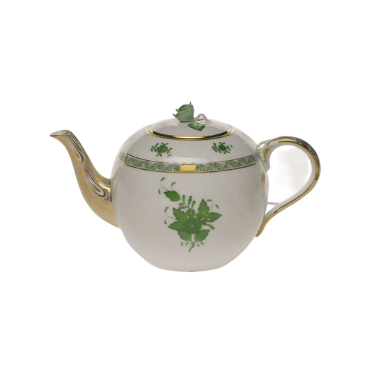 Herend Chinese Bouquet Green Tea Pot with Rose | 60oz