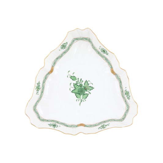Herend Chinese Bouquet Green Triangle Dish | 9.5in