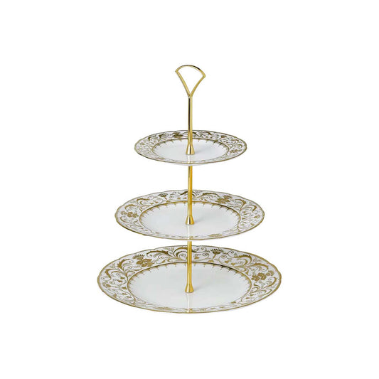 Royal Crown Derby Darley Abbey White Cake Stand 3 Tier | 13.4in
