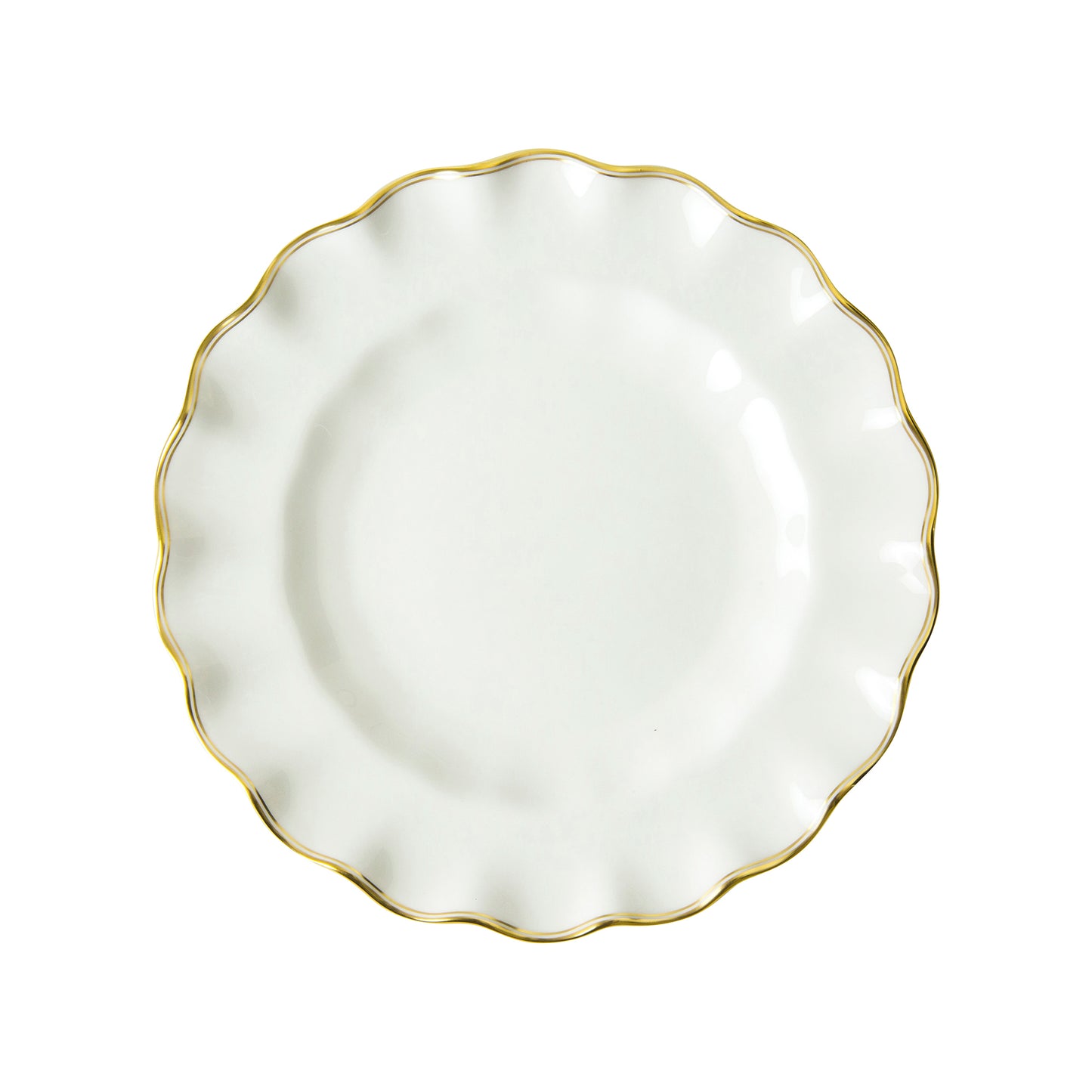 Royal Crown Derby Chelsea Duet Fluted Dessert Plate Gold Band | 8.5in