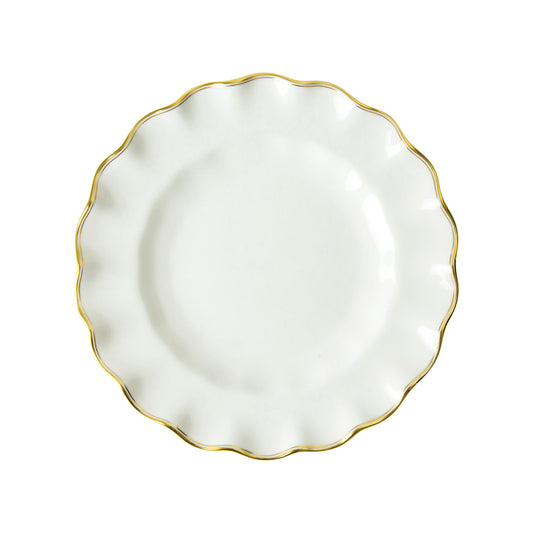Royal Crown Derby Chelsea Duet Fluted Dessert Plate Gold Band | 8.5in