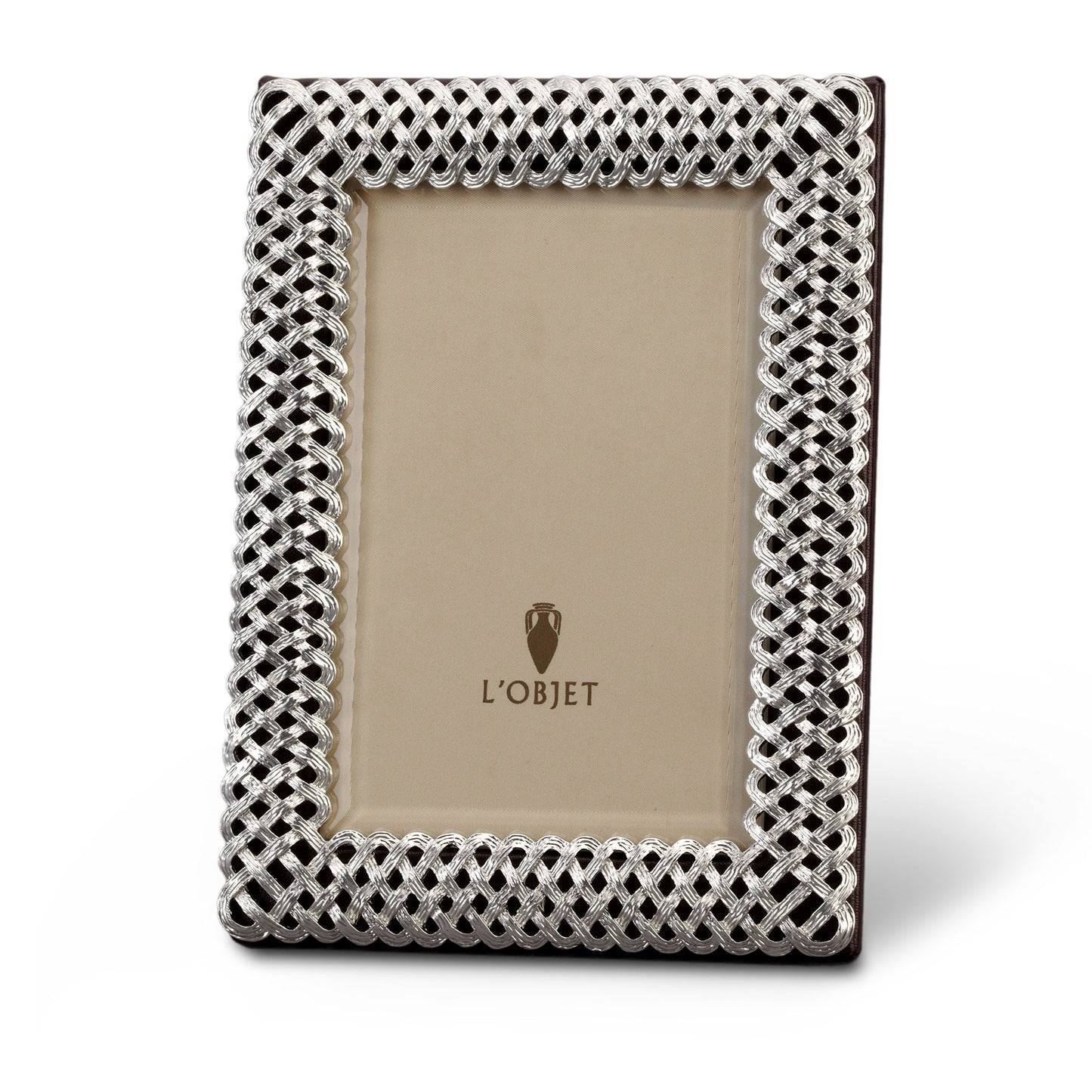 L'Objet Braid Woven Platinum Beveled Glass Picture Frame | 8x10in