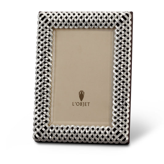 L'Objet Braid Woven Platinum Beveled Glass Picture Frame | 8x10in