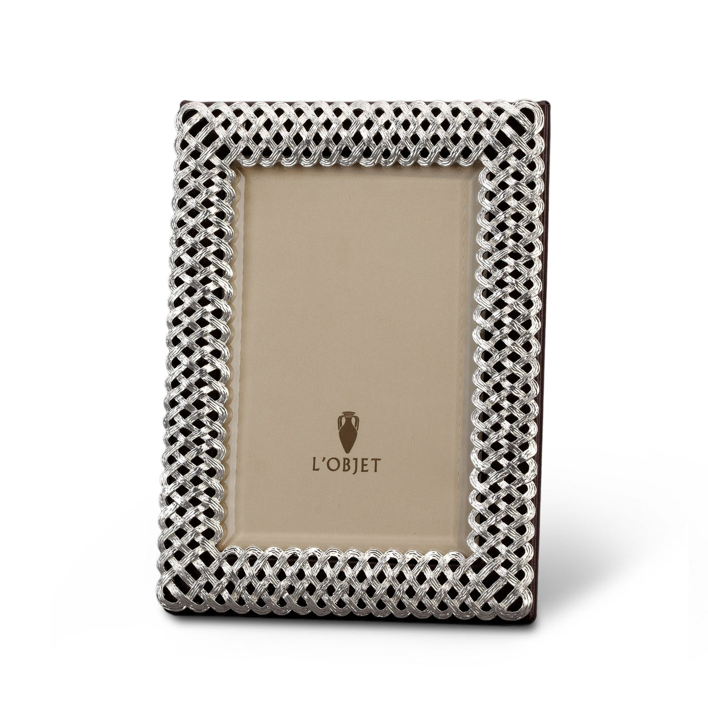 L'Objet Braid Woven Platinum Beveled Glass Picture Frame | 5x7in