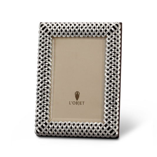 L'Objet Braid Woven Platinum Beveled Glass Picture Frame | 5x7in
