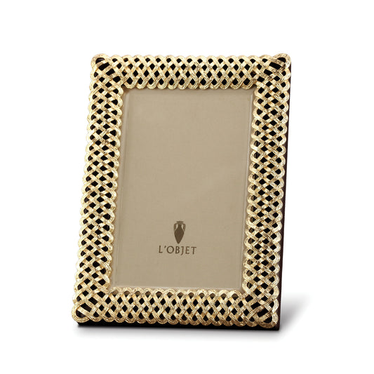 L'Objet Braid Woven 24k Gold Beveled Glass Picture Frame | 5x7in