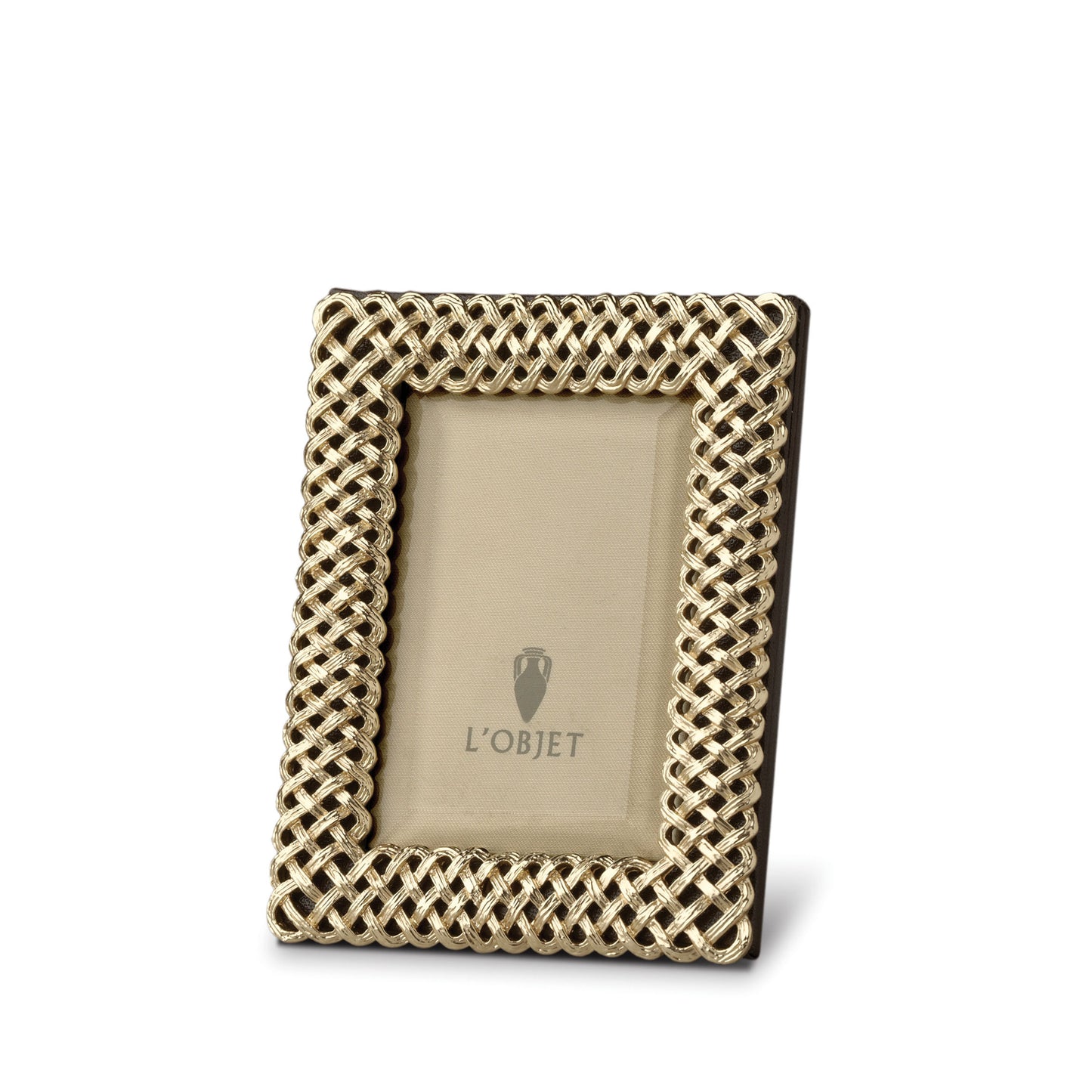 L'Objet Braid Woven 24k Gold Beveled Glass Picture Frame | 2x3in
