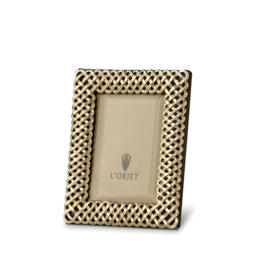 L'Objet Braid Woven 24k Gold Beveled Glass Picture Frame | 2x3in