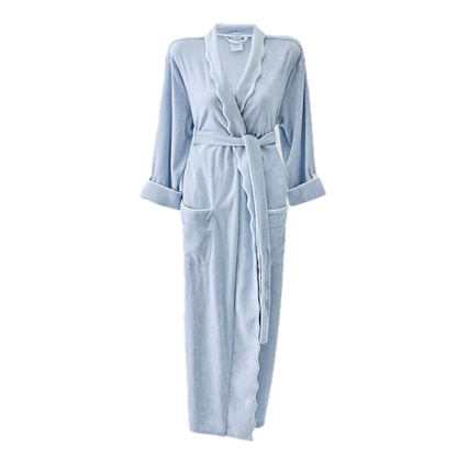 Weezie Towels Luxury Women's Long Scallop Lightweight Robin's Egg Robe | Extra Small