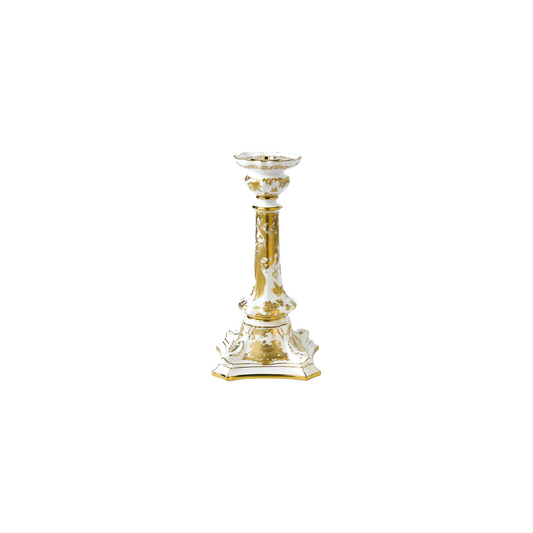 Royal Crown Derby Aves Gold Candlestick | 5.25x10.5in