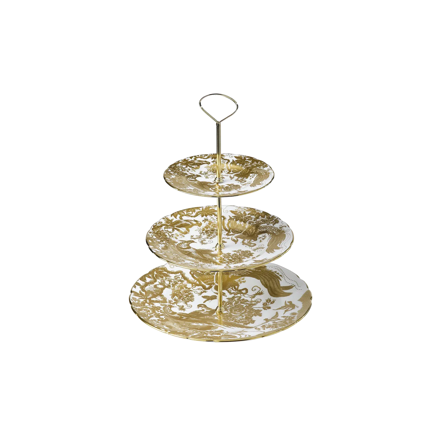 Royal Crown Derby Aves Gold Cake Stand 3 Tier | 13.4in
