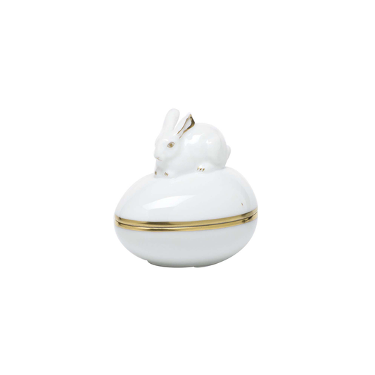 Herend Golden Edge Egg Bonbon with Bunny | 3in