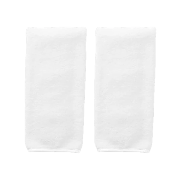 Weezie Towels Luxury Signature Piped Edge Hand Towel Set of 2 | White + White Piping