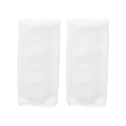 Weezie Towels Luxury Signature Piped Edge Hand Towel Set of 2 | White + White Piping