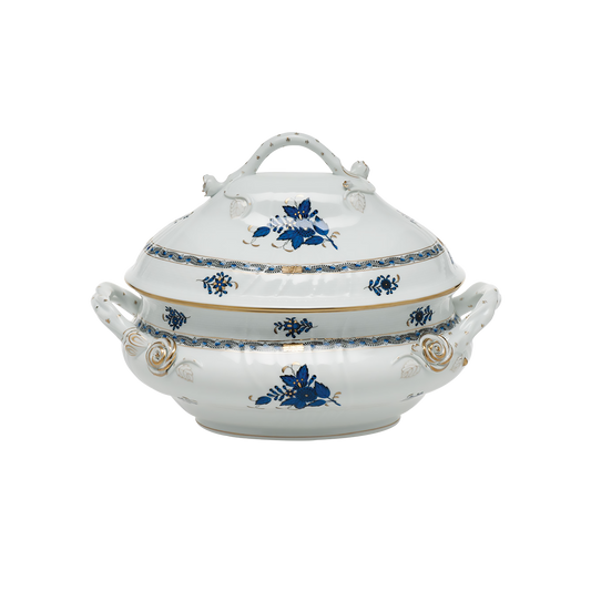 Herend Chinese Bouquet Black Sapphire Soup Tureen with Branch Handles | 4in