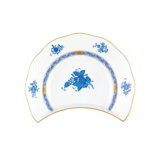 Herend Chinese Bouquet Blue Crescent Salad Plate | 7.25x5in