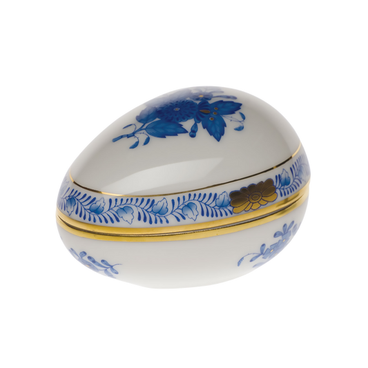 Herend Chinese Bouquet Blue Egg Bonbon Box | 3x3in