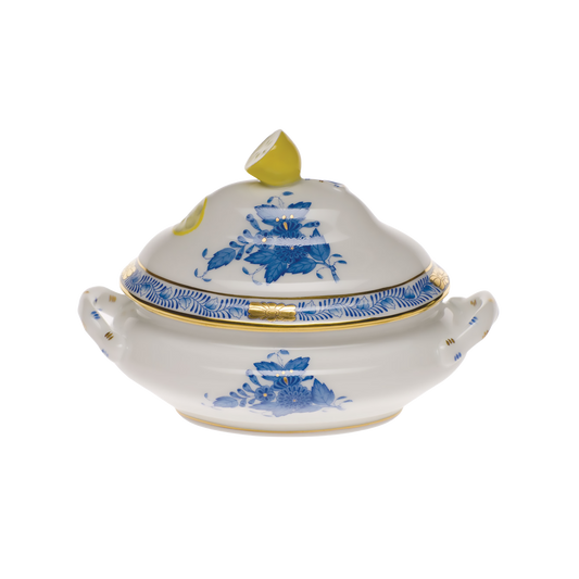 Herend Chinese Bouquet Blue Mini Tureen with Lemon | 5x4in