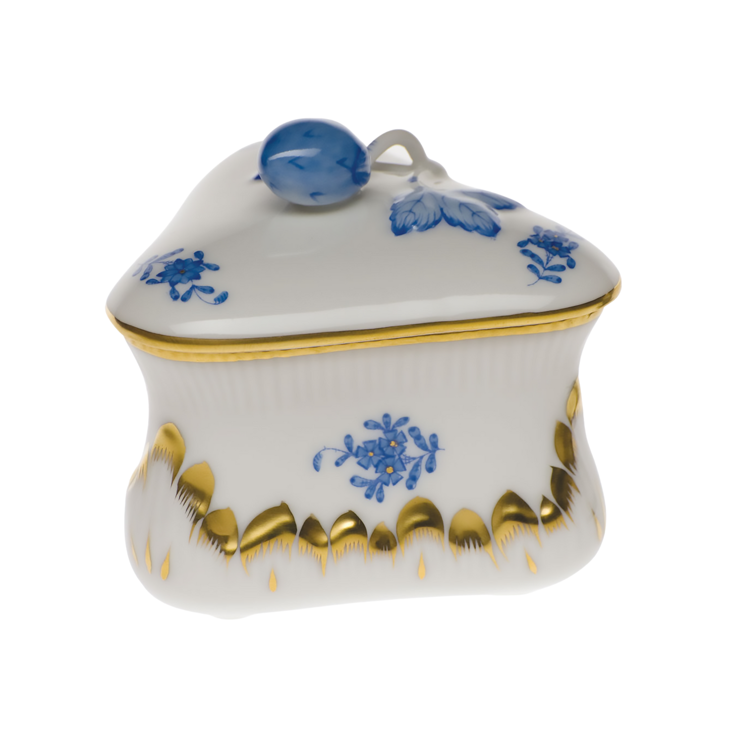 Herend Chinese Bouquet Blue Strawberry Bonbon Box | 3x3in