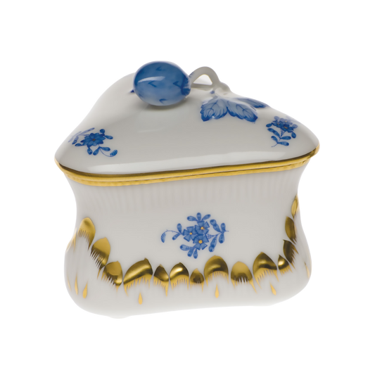 Herend Chinese Bouquet Blue Strawberry Bonbon Box | 3x3in