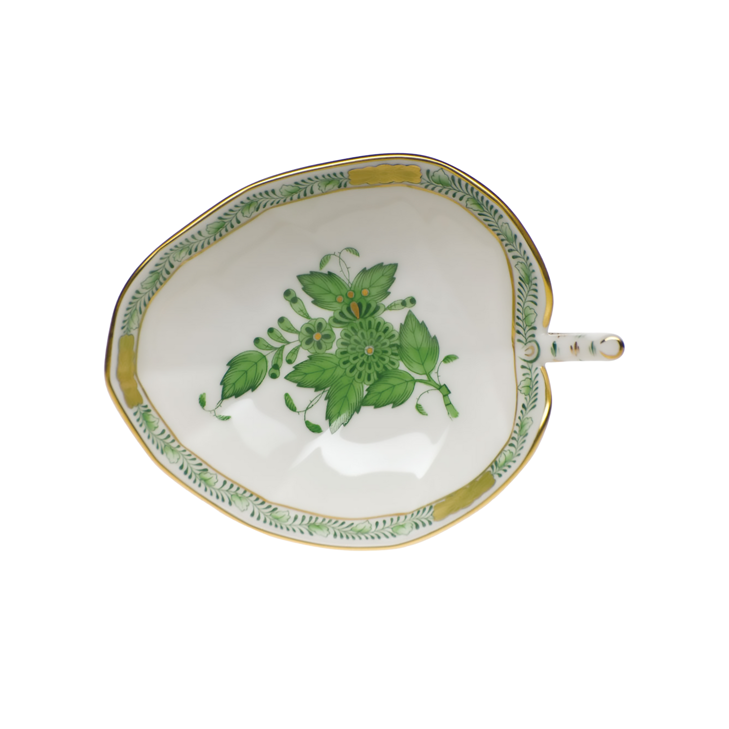 Herend Chinese Bouquet Green Leaf Tray | 4.5x3in