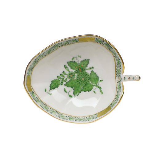 Herend Chinese Bouquet Green Leaf Tray | 4.5x3in