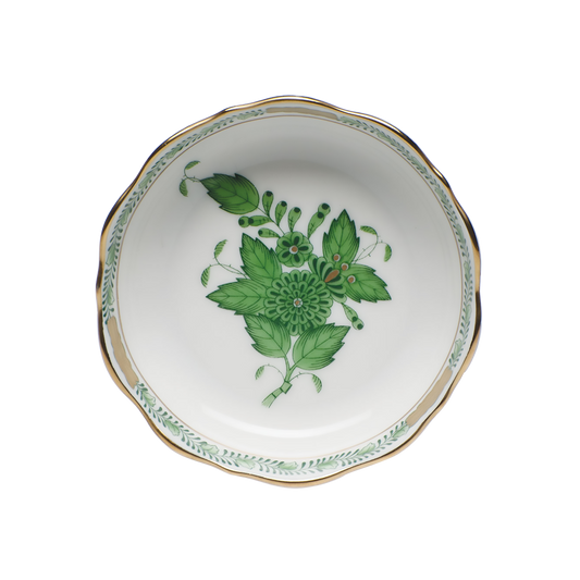 Herend Chinese Bouquet Green Mini Scalloped Dish | 3.25x.75in